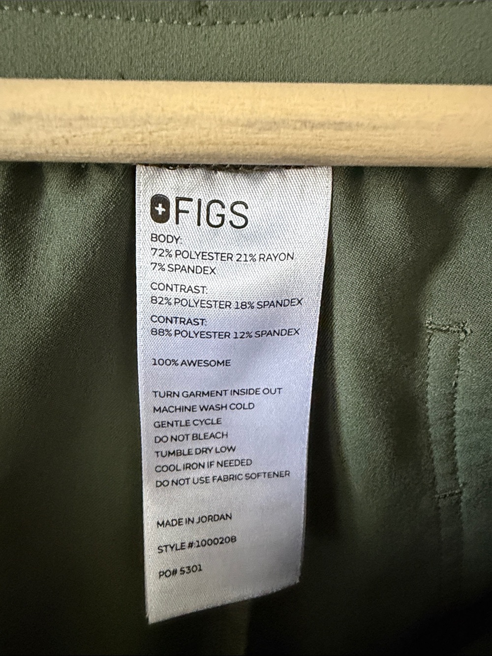 Figs scrub Olive Green Jogger Pants with Tan Drawstring size L - Picture 2 of 8